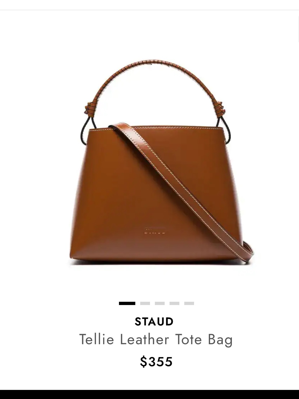 Staud Tan Leather Wrapped-Handle Shoulder Bag